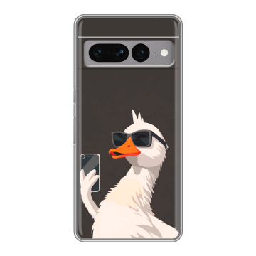 Силиконовый чехол на Google Pixel 7 Pro с принтом утка в очках Силиконовый чехол на Google Pixel 7 Pro с принтом утка в очках