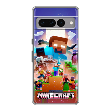 Силиконовый чехол на Google Pixel 7 Pro с принтом Майнкрафт Minecraft Силиконовый чехол на Google Pixel 7 Pro с принтом Майнкрафт Minecraft