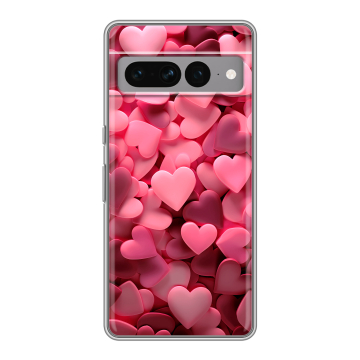 Силиконовый чехол на Google Pixel 7 Pro с принтом розовые сердечки Силиконовый чехол на Google Pixel 7 Pro с принтом розовые сердечки