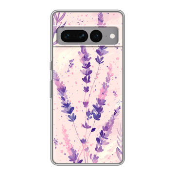 Силиконовый чехол на Google Pixel 7 Pro с принтом цветы лаванда Силиконовый чехол на Google Pixel 7 Pro с принтом цветы лаванда