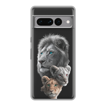 Силиконовый чехол на Google Pixel 7 Pro с принтом Львы Силиконовый чехол на Google Pixel 7 Pro с принтом Львы