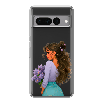 Силиконовый чехол на Google Pixel 7 Pro с принтом девушка цветы Силиконовый чехол на Google Pixel 7 Pro с принтом девушка цветы