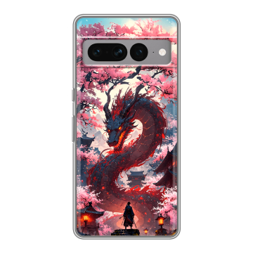 Силиконовый чехол на Google Pixel 7 Pro с принтом Дракон Японский Силиконовый чехол на Google Pixel 7 Pro с принтом Дракон Японский