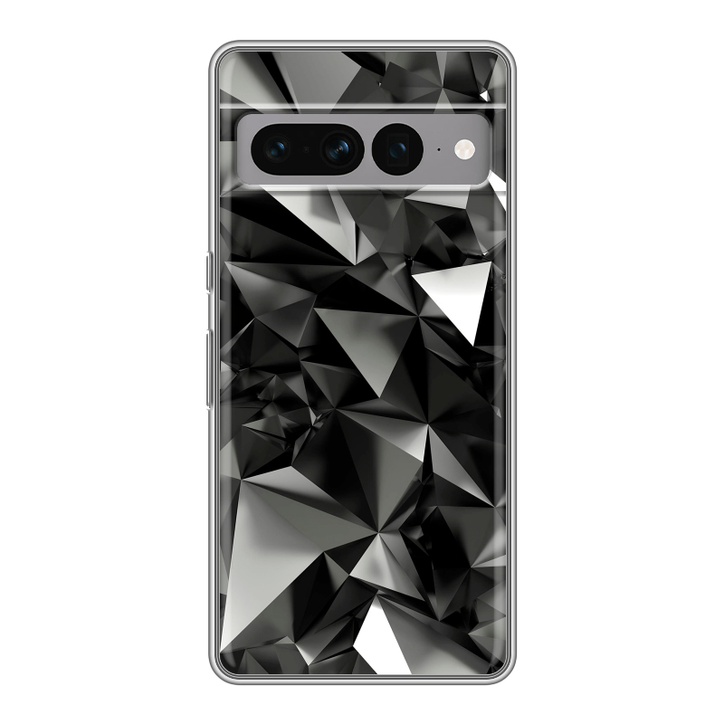 Силиконовый противоударный чехол на Google Pixel 7 Pro с принтом Черные кристаллы Силиконовый противоударный чехол на Google Pixel 7 Pro с принтом Черные кристаллы