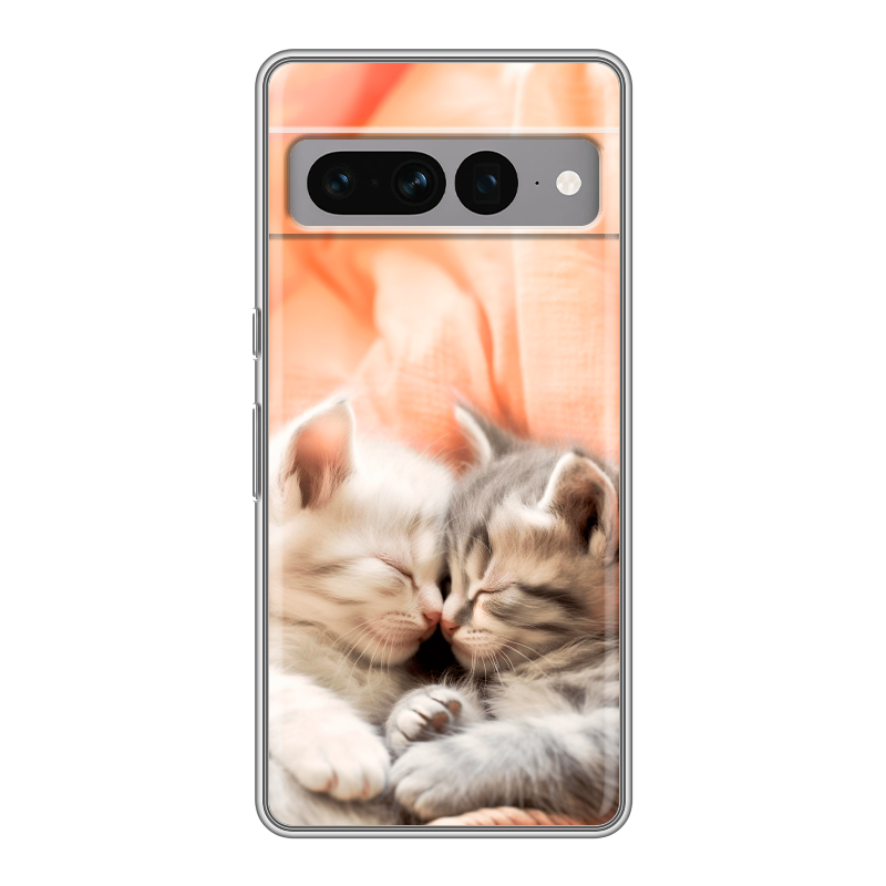 Силиконовый противоударный чехол на Google Pixel 7 Pro с принтом Котята Силиконовый противоударный чехол на Google Pixel 7 Pro с принтом Котята