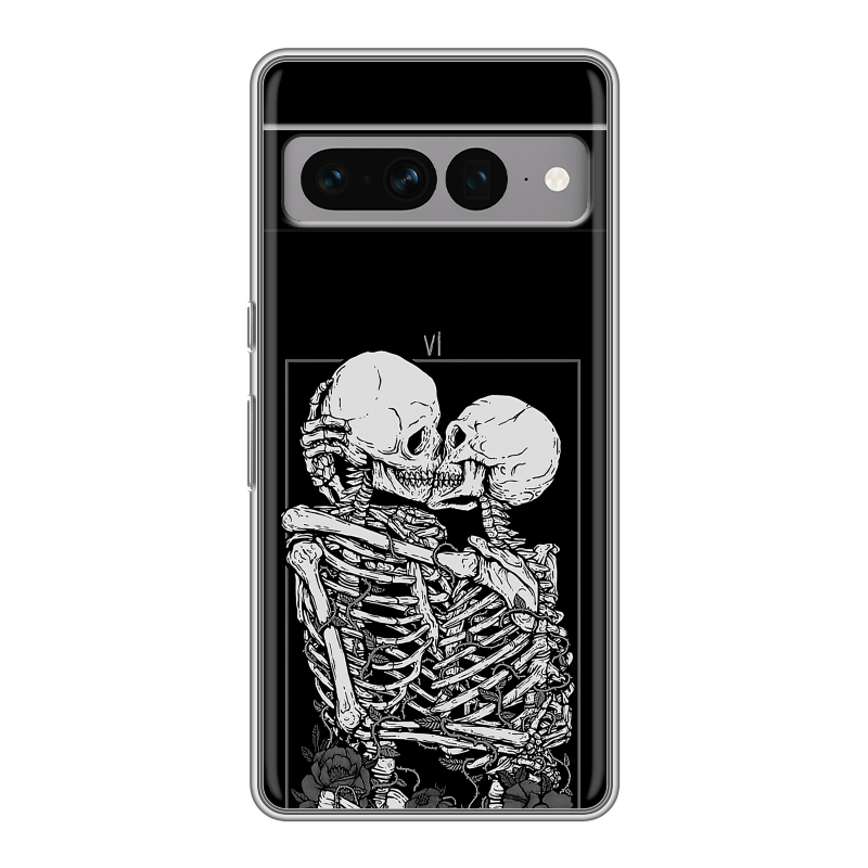 Силиконовый чехол на Google Pixel 7 Pro с принтом Поцелуй скелетов Силиконовый чехол на Google Pixel 7 Pro с принтом Поцелуй скелетов