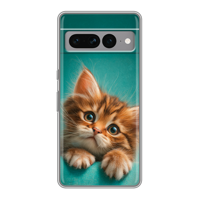Силиконовый чехол на Google Pixel 7 Pro с принтом котенок Силиконовый чехол на Google Pixel 7 Pro с принтом котенок