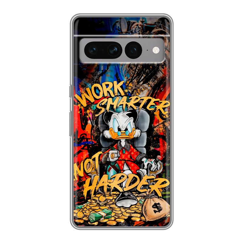 Силиконовый противоударный чехол на Google Pixel 7 Pro с принтом Дональд Дак Деньги Силиконовый противоударный чехол на Google Pixel 7 Pro с принтом Дональд Дак Деньги