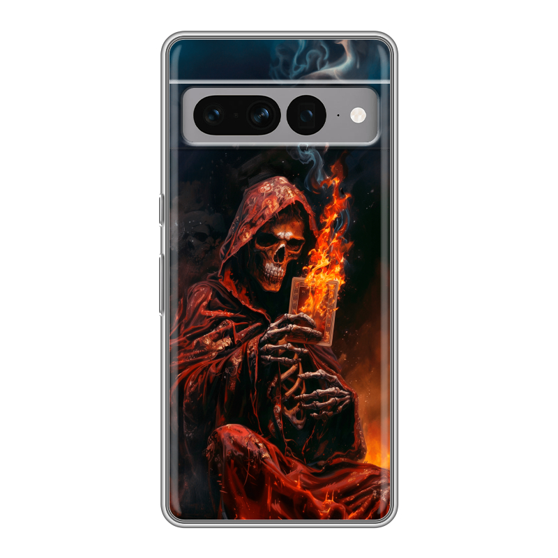 Силиконовый чехол на Google Pixel 7 Pro с принтом Скелет и карты Силиконовый чехол на Google Pixel 7 Pro с принтом Скелет и карты