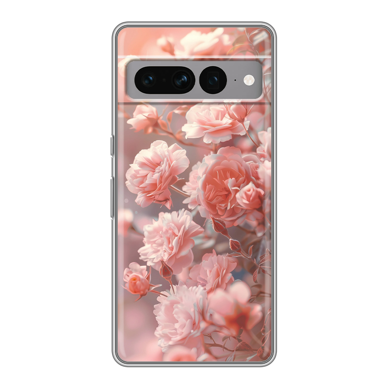 Силиконовый чехол на Google Pixel 7 Pro с принтом Розовые розы Силиконовый чехол на Google Pixel 7 Pro с принтом Розовые розы
