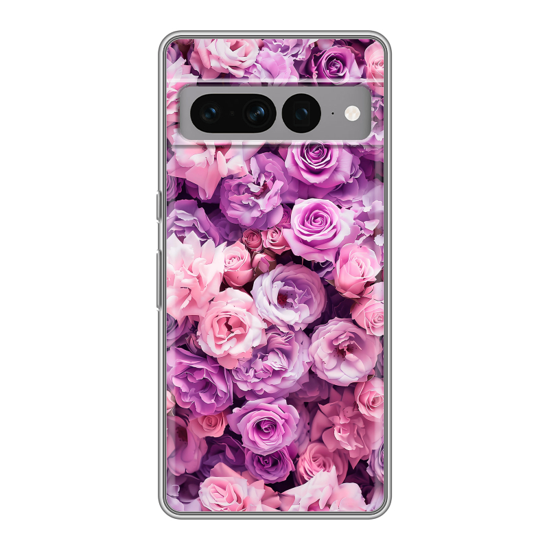 Силиконовый чехол на Google Pixel 7 Pro с принтом лавандовые розы Силиконовый чехол на Google Pixel 7 Pro с принтом лавандовые розы