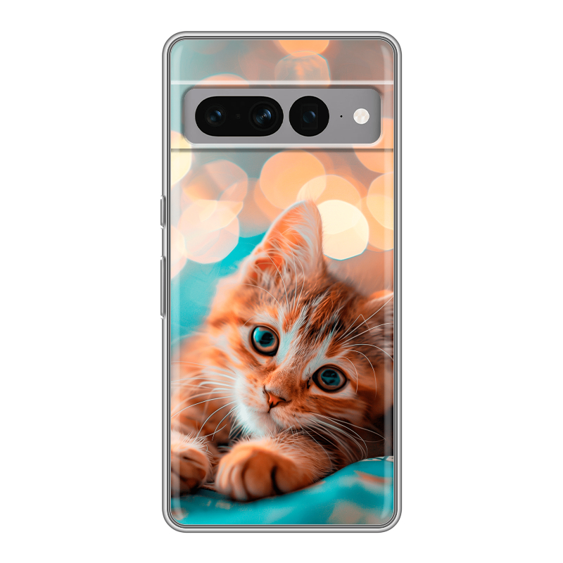 Силиконовый противоударный чехол на Google Pixel 7 Pro с принтом котик Силиконовый противоударный чехол на Google Pixel 7 Pro с принтом котик