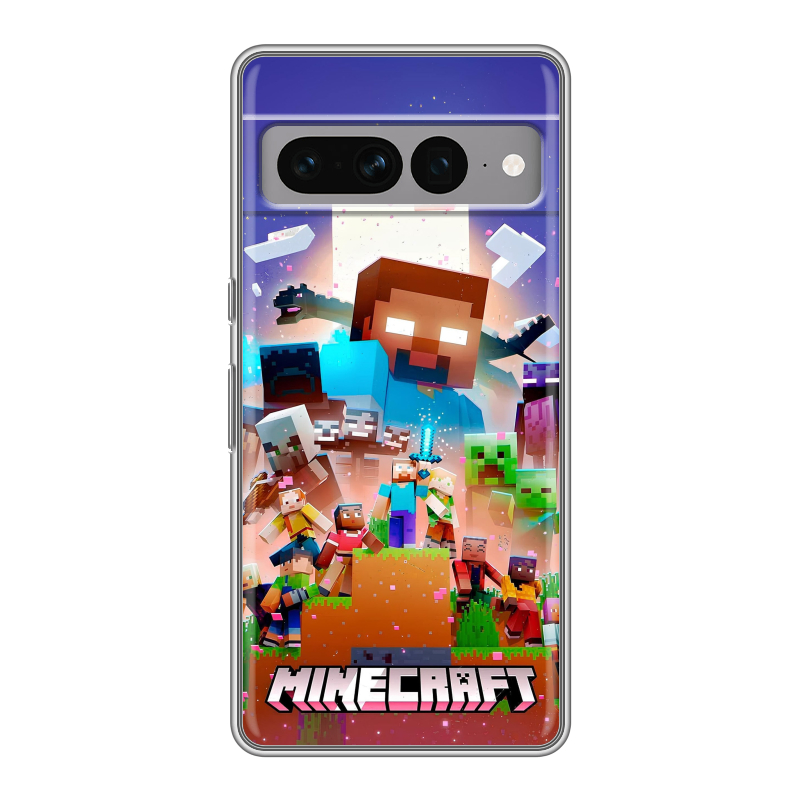 Силиконовый чехол на Google Pixel 7 Pro с принтом Майнкрафт Minecraft Силиконовый чехол на Google Pixel 7 Pro с принтом Майнкрафт Minecraft