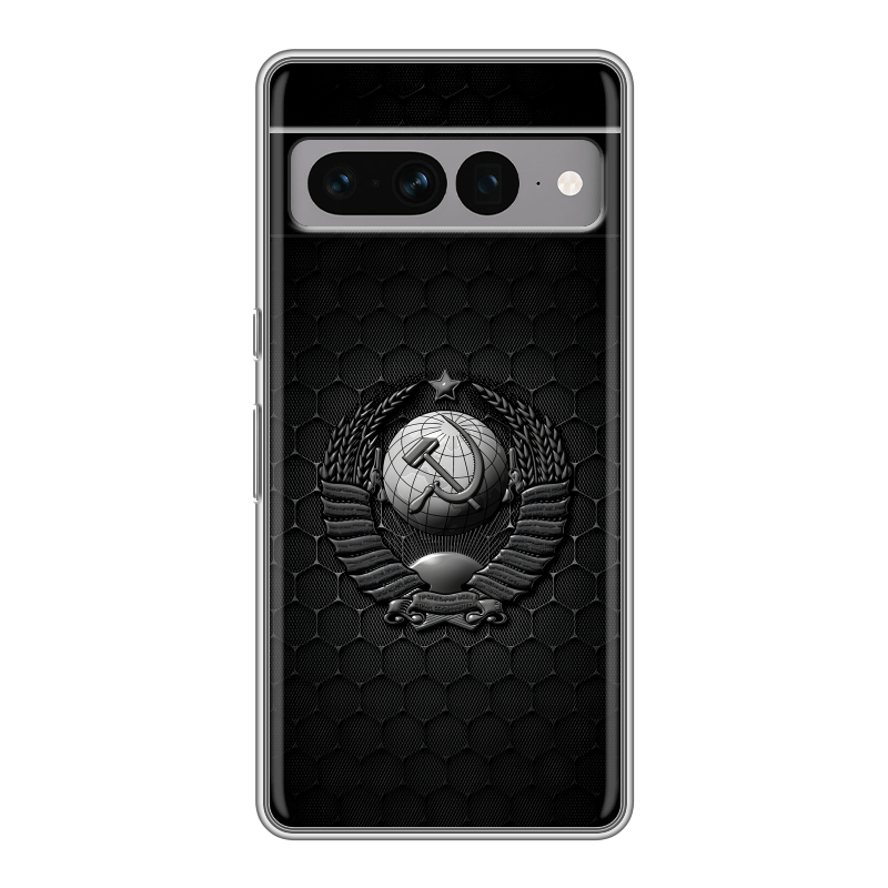 Силиконовый чехол на Google Pixel 7 Pro с принтом Герб Флаг СССР Силиконовый чехол на Google Pixel 7 Pro с принтом Герб Флаг СССР