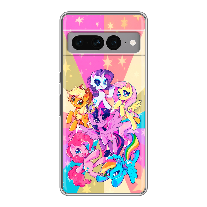 Силиконовый противоударный чехол на Google Pixel 7 Pro с принтом My little pony Дружба чудо Силиконовый противоударный чехол на Google Pixel 7 Pro с принтом My little pony Дружба чудо