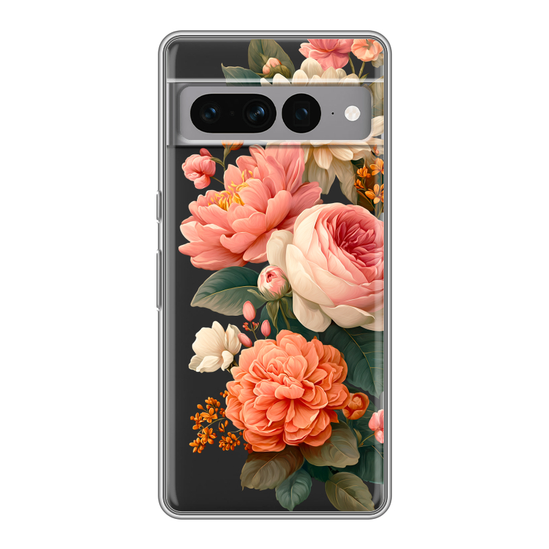 Силиконовый чехол на Google Pixel 7 Pro с принтом цветы Силиконовый чехол на Google Pixel 7 Pro с принтом цветы