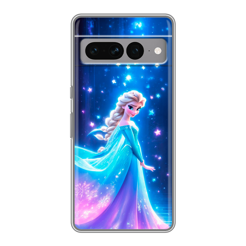Силиконовый противоударный чехол на Google Pixel 7 Pro с принтом Холодное сердце Frozen Силиконовый противоударный чехол на Google Pixel 7 Pro с принтом Холодное сердце Frozen