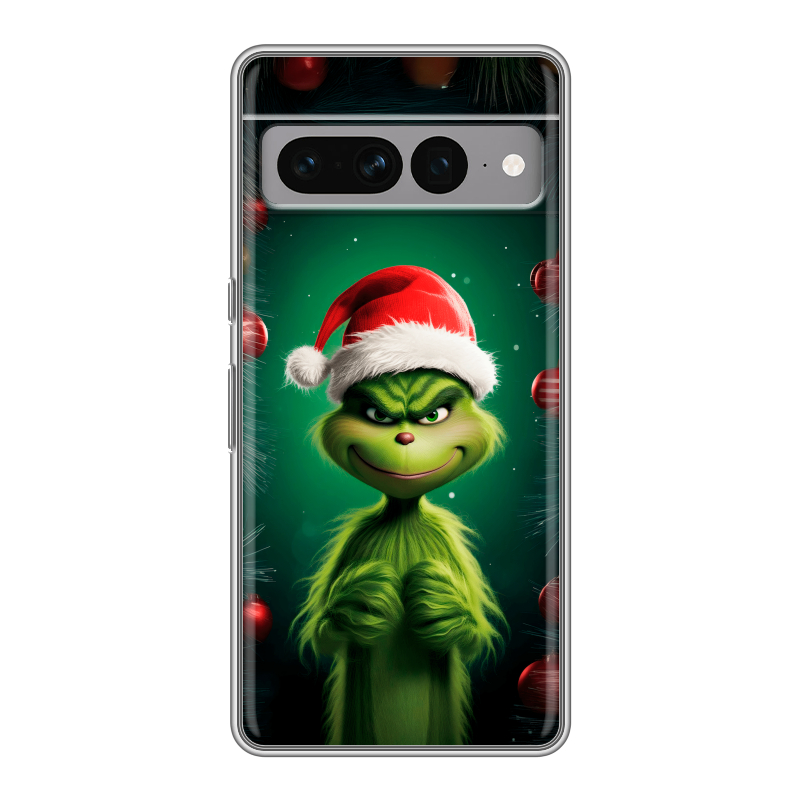 Силиконовый чехол на Google Pixel 7 Pro с принтом Гринч Новый год Рождество Силиконовый чехол на Google Pixel 7 Pro с принтом Гринч Новый год Рождество