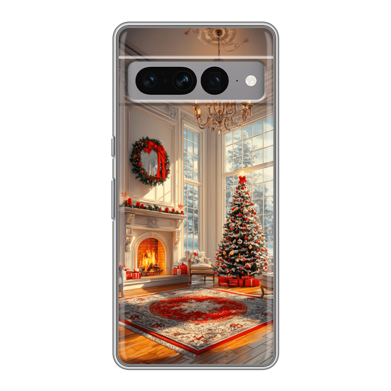 Силиконовый противоударный чехол на Google Pixel 7 Pro с принтом Новый год Силиконовый противоударный чехол на Google Pixel 7 Pro с принтом Новый год