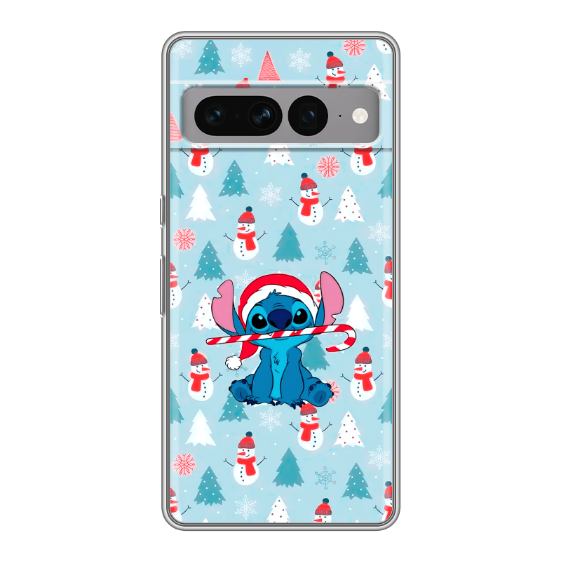 Силиконовый чехол на Google Pixel 7 Pro с принтом Стич Новый год Силиконовый чехол на Google Pixel 7 Pro с принтом Стич Новый год