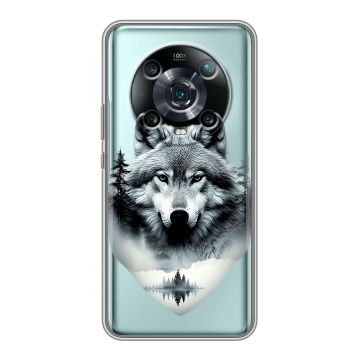 Силиконовый чехол на Huawei Honor Magic 4 Pro с принтом Волк в лесу Силиконовый чехол на Huawei Honor Magic 4 Pro с принтом Волк в лесу