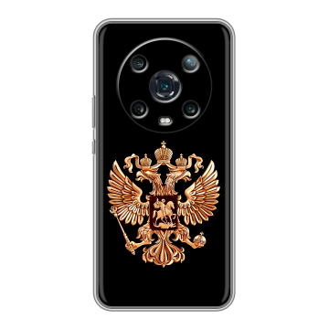 Силиконовый чехол на Huawei Honor Magic 4 Pro с принтом Герб России золотой