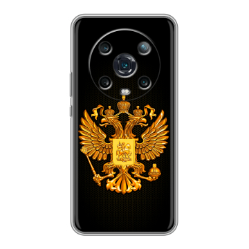 Силиконовый чехол на Huawei Honor Magic 4 Pro с принтом Герб России желтый