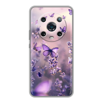 Силиконовый чехол на Huawei Honor Magic 4 Pro с принтом бабочки и лаванда