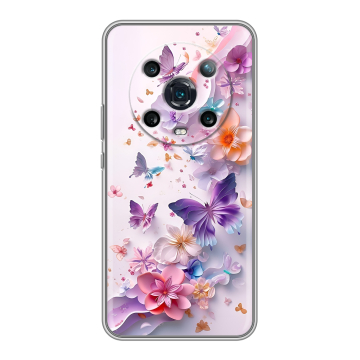 Силиконовый чехол на Huawei Honor Magic 4 Pro с принтом цветы бабочки Силиконовый чехол на Huawei Honor Magic 4 Pro с принтом цветы бабочки