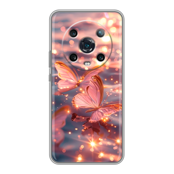 Силиконовый чехол на Huawei Honor Magic 4 Pro с принтом бабочки розовые