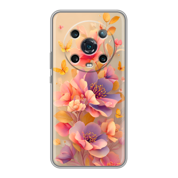 Силиконовый чехол на Huawei Honor Magic 4 Pro с принтом Цветы и бабочки