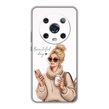 Силиконовый чехол на Huawei Honor Magic 4 Pro с принтом женский