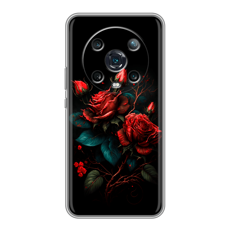 Силиконовый противоударный чехол на Huawei Honor Magic 4 Pro с принтом Розы красные Силиконовый противоударный чехол на Huawei Honor Magic 4 Pro с принтом Розы красные