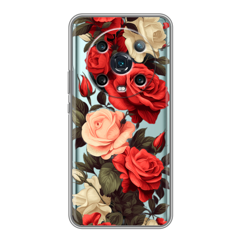 Силиконовый противоударный чехол на Huawei Honor Magic 4 Pro с принтом Розы Силиконовый противоударный чехол на Huawei Honor Magic 4 Pro с принтом Розы
