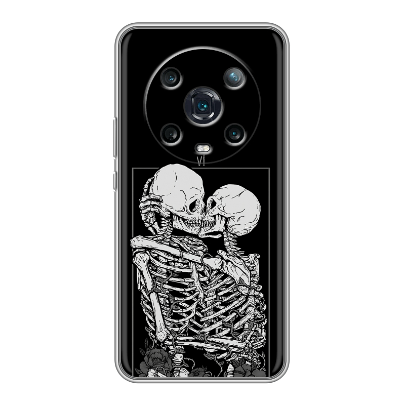 Силиконовый чехол на Huawei Honor Magic 4 Pro с принтом Поцелуй скелетов Силиконовый чехол на Huawei Honor Magic 4 Pro с принтом Поцелуй скелетов