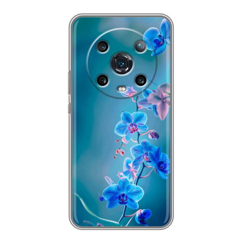Силиконовый чехол на Huawei Honor Magic 4 Pro с принтом Голубые цветы Силиконовый чехол на Huawei Honor Magic 4 Pro с принтом Голубые цветы