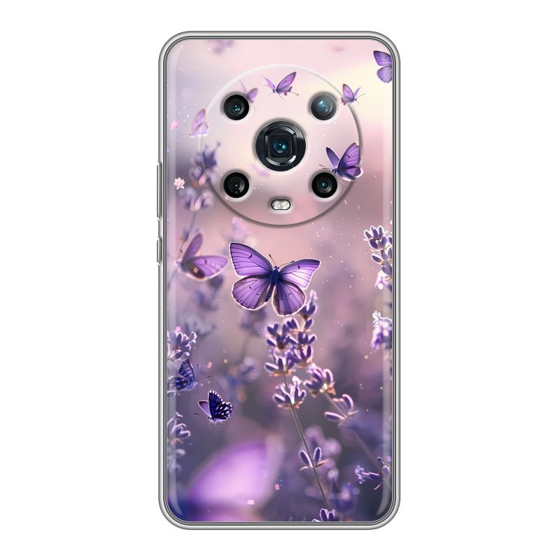 Силиконовый чехол на Huawei Honor Magic 4 Pro с принтом бабочки и лаванда Силиконовый чехол на Huawei Honor Magic 4 Pro с принтом бабочки и лаванда