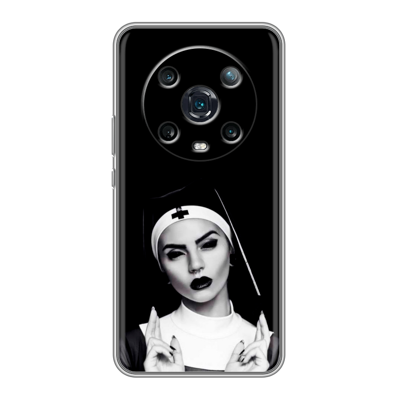 Силиконовый чехол на Huawei Honor Magic 4 Pro с принтом монашка Силиконовый чехол на Huawei Honor Magic 4 Pro с принтом монашка