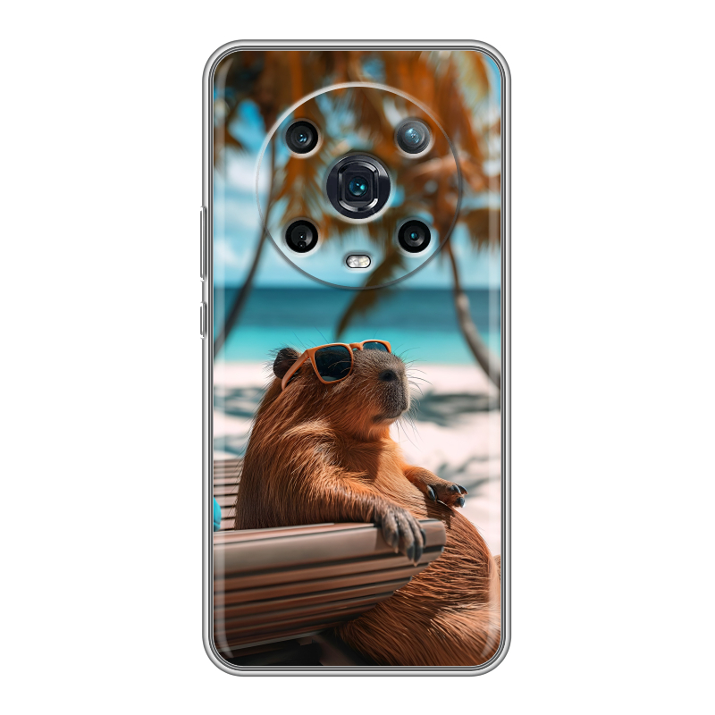 Силиконовый противоударный чехол на Huawei Honor Magic 4 Pro с принтом Капибара Силиконовый противоударный чехол на Huawei Honor Magic 4 Pro с принтом Капибара