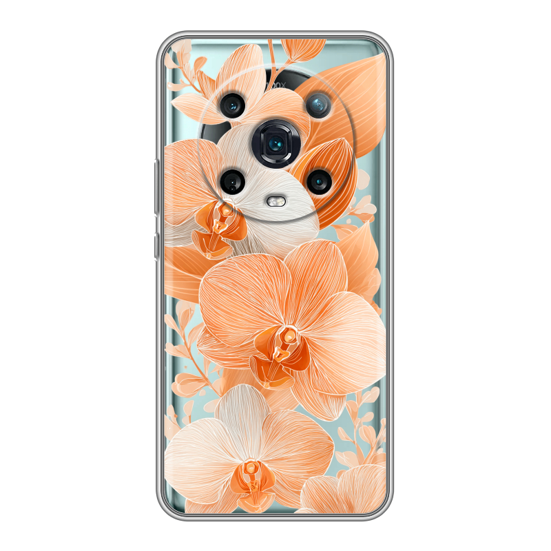 Силиконовый чехол на Huawei Honor Magic 4 Pro с принтом Бежевые цветы Силиконовый чехол на Huawei Honor Magic 4 Pro с принтом Бежевые цветы