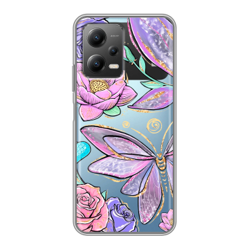 Силиконовый чехол на Xiaomi Poco X5 с принтом Бабочки и цветы Силиконовый чехол на Xiaomi Poco X5 с принтом Бабочки и цветы