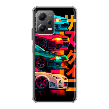 Силиконовый чехол на Xiaomi Poco X5 с принтом Гоночные машины