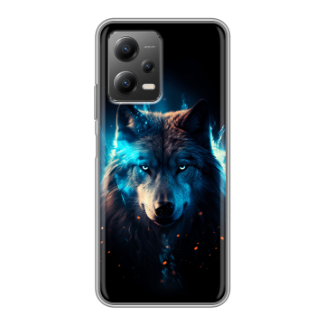Силиконовый чехол на Xiaomi Poco X5 с принтом Волк ночной Силиконовый чехол на Xiaomi Poco X5 с принтом Волк ночной