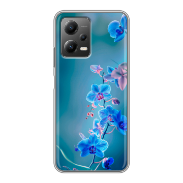 Силиконовый чехол на Xiaomi Poco X5 с принтом Голубые цветы
