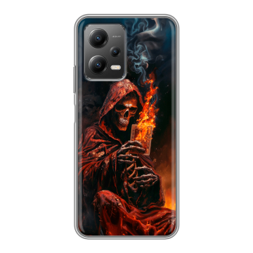 Силиконовый чехол на Xiaomi Poco X5 с принтом Скелет и карты Силиконовый чехол на Xiaomi Poco X5 с принтом Скелет и карты