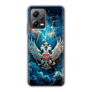 Силиконовый чехол на Xiaomi Poco X5 с принтом Герб флаг России Силиконовый чехол на Xiaomi Poco X5 с принтом Герб флаг России