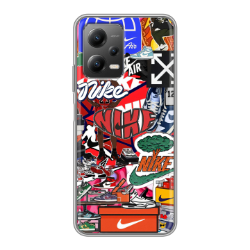 Силиконовый чехол на Xiaomi Poco X5 с принтом Найк Nike яркий Силиконовый чехол на Xiaomi Poco X5 с принтом Найк Nike яркий