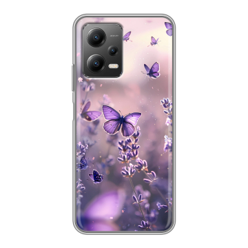 Силиконовый чехол на Xiaomi Poco X5 с принтом бабочки и лаванда Силиконовый чехол на Xiaomi Poco X5 с принтом бабочки и лаванда