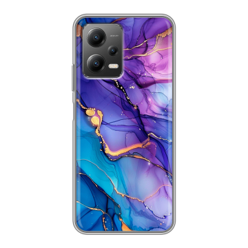 Силиконовый чехол на Xiaomi Poco X5 с принтом синий мрамор Силиконовый чехол на Xiaomi Poco X5 с принтом синий мрамор