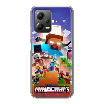 Силиконовый чехол на Xiaomi Poco X5 с принтом Майнкрафт Minecraft Силиконовый чехол на Xiaomi Poco X5 с принтом Майнкрафт Minecraft